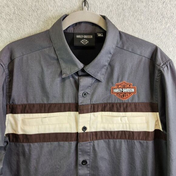 Harley Davidson Shirt Mens M Performance Colorblock Racing Pit Crew Garage Bike - Picture 2 of 16